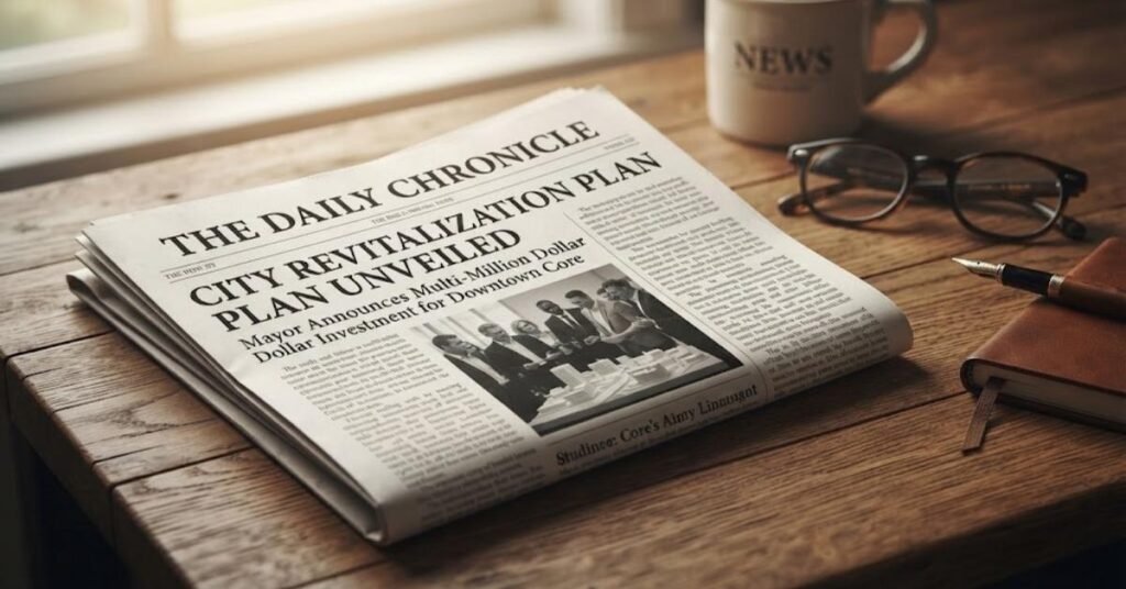 A Folded Newspaper (Half Page Width)
